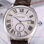 Fake Cartier Drive De Watch Stainless Steel White Roman Dial
